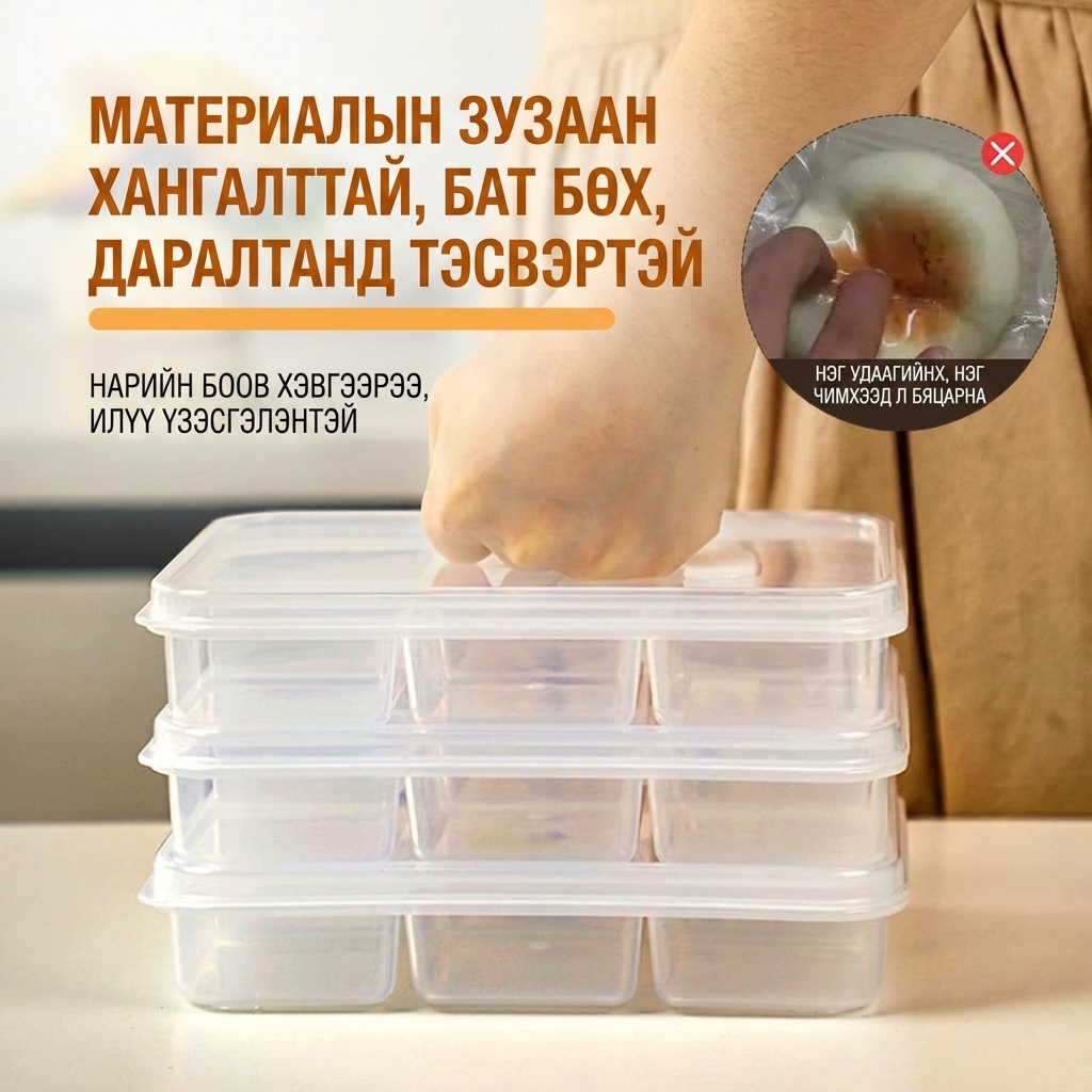 Хөлдөөгчний мах, хүнс хадгалах тасалгаат зориулалтын сав 6